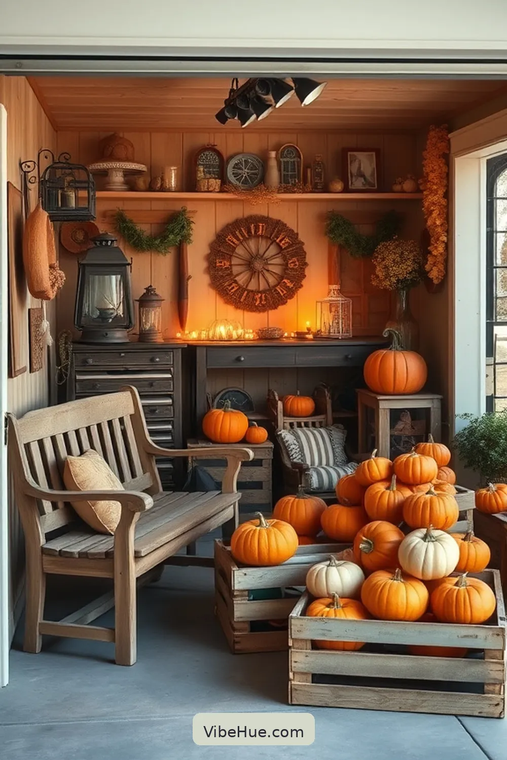 19 Ways to Create a Cozy Fall Garage in Modern Farmhouse Style 4 3. Incorporate Vintage Decor Items for 19 Ways to Create a Cozy Fall Garage in Modern Farmhouse Style