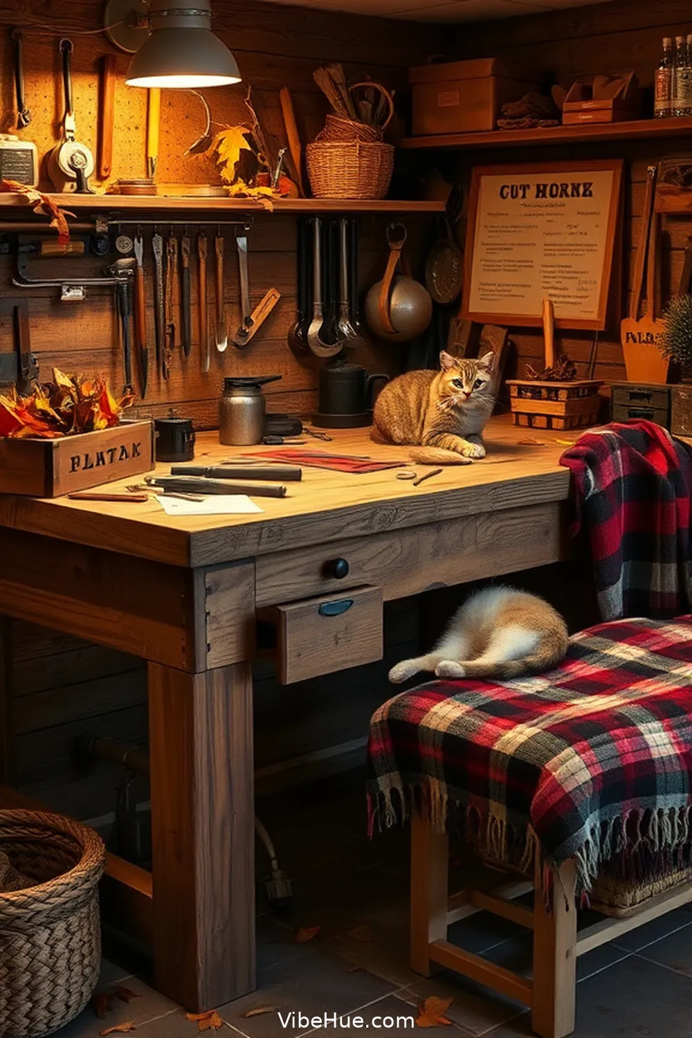 19 Ways to Create a Cozy Fall Garage in Modern Farmhouse Style 7 6. Install a Wooden Workbench for 19 Ways to Create a Cozy Fall Garage in Modern Farmhouse Style