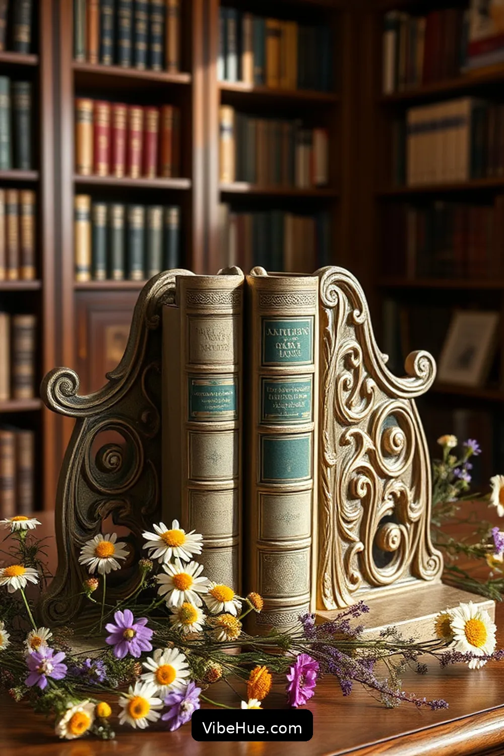 11. Display Antique Bookends for 19 Ways to Create a Rustic Style Spring Library
