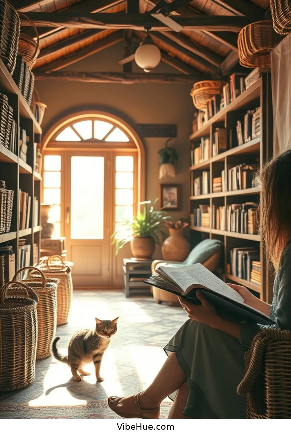 13. Utilize Woven Baskets for 19 Ways to Create a Rustic Style Spring Library