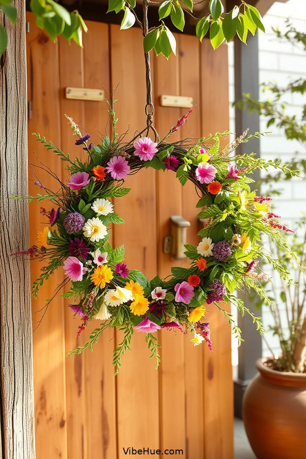 19 Ways to Create a Rustic Summer Entryway Style 8 Create a Seasonal Wreath for 19 Ways to Create a Rustic Summer Entryway Style