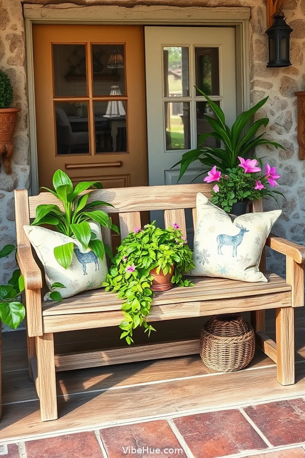 19 Ways to Create a Rustic Summer Entryway Style 6 Install a Rustic Bench for 19 Ways to Create a Rustic Summer Entryway Style