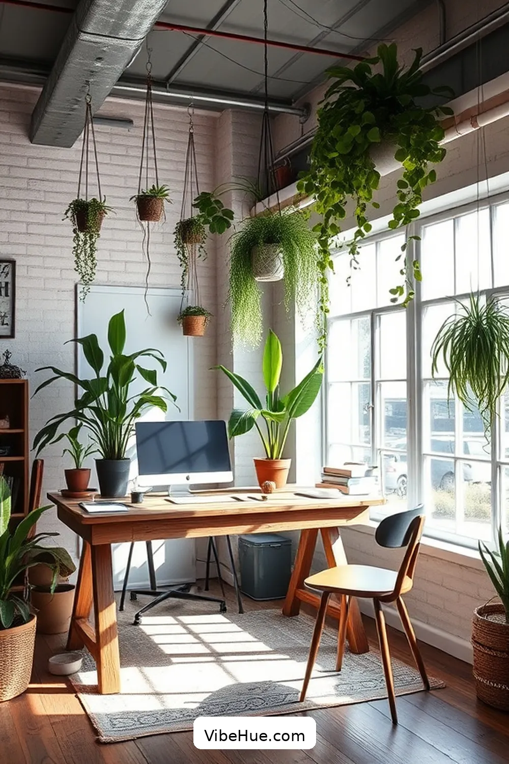 19 Ways to Refresh Your Spring Home Office With Industrial Style 13 Bring in Natural Elements With Greenery for 19 Ways to Refresh Your Spring Home Office With Industrial Style