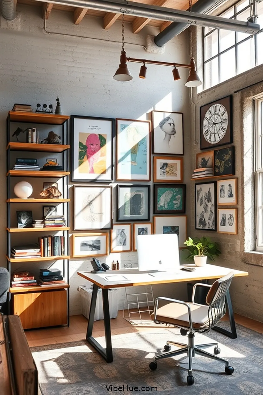 19 Ways to Refresh Your Spring Home Office With Industrial Style 15 Create a Gallery Wall With a Mix of Materials for 19 Ways to Refresh Your Spring Home Office With Industrial Style