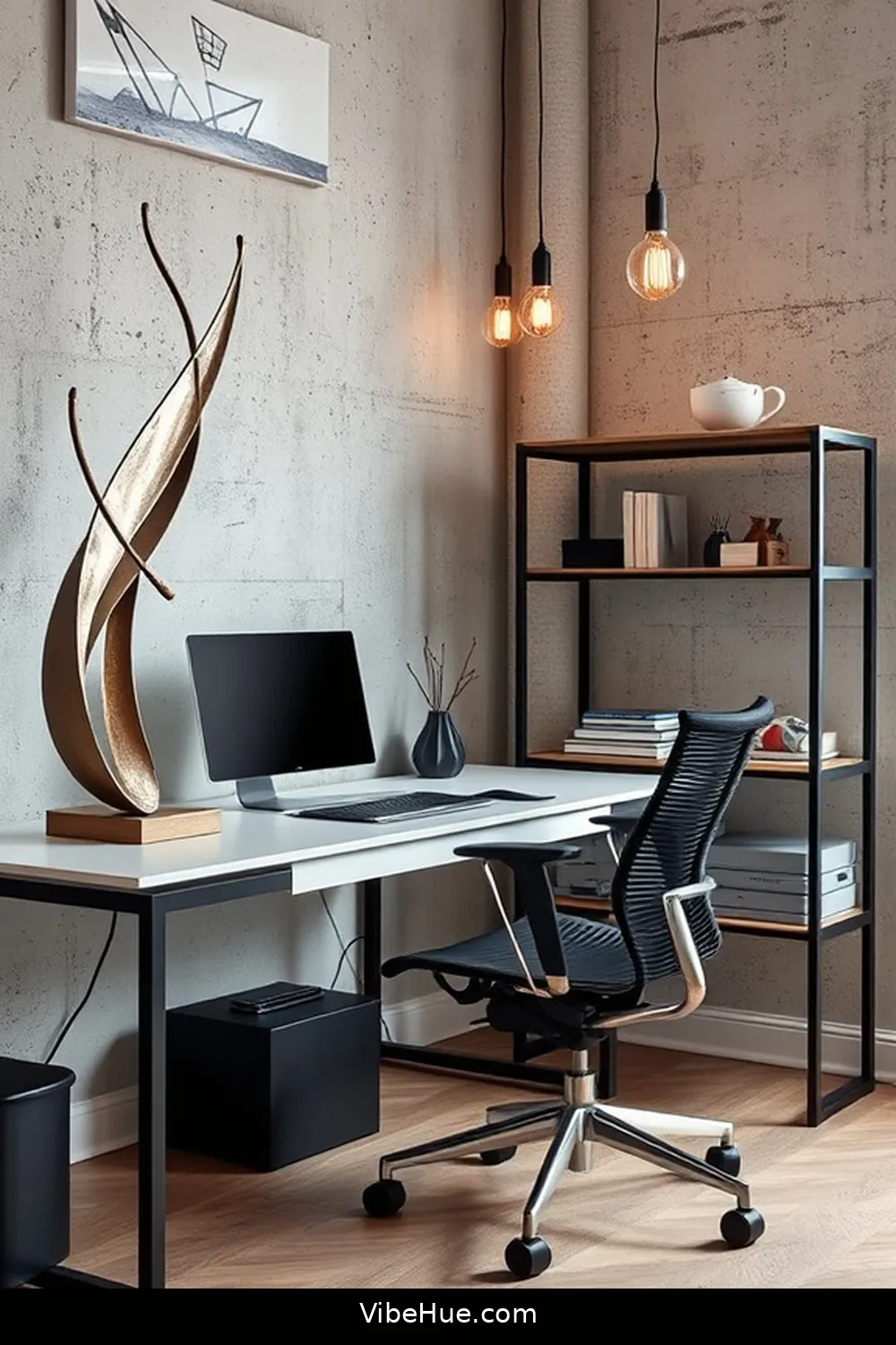 19 Ways to Refresh Your Spring Home Office With Industrial Style 11 Decorate With Functional Art Pieces for 19 Ways to Refresh Your Spring Home Office With Industrial Style