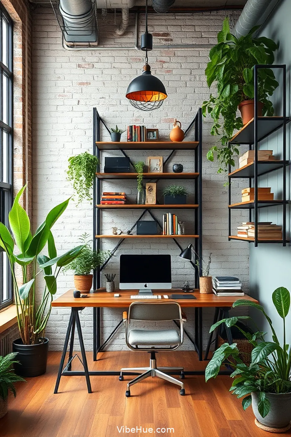 19 Ways to Refresh Your Spring Home Office With Industrial Style 10 Include Industrial Shelving Units for 19 Ways to Refresh Your Spring Home Office With Industrial Style