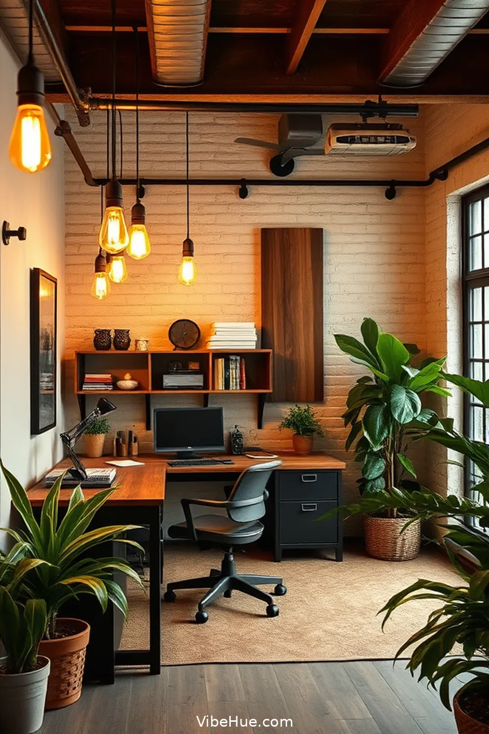 19 Ways to Refresh Your Spring Home Office With Industrial Style 7 Transform Lighting With Edison Bulbs for 19 Ways to Refresh Your Spring Home Office With Industrial Style