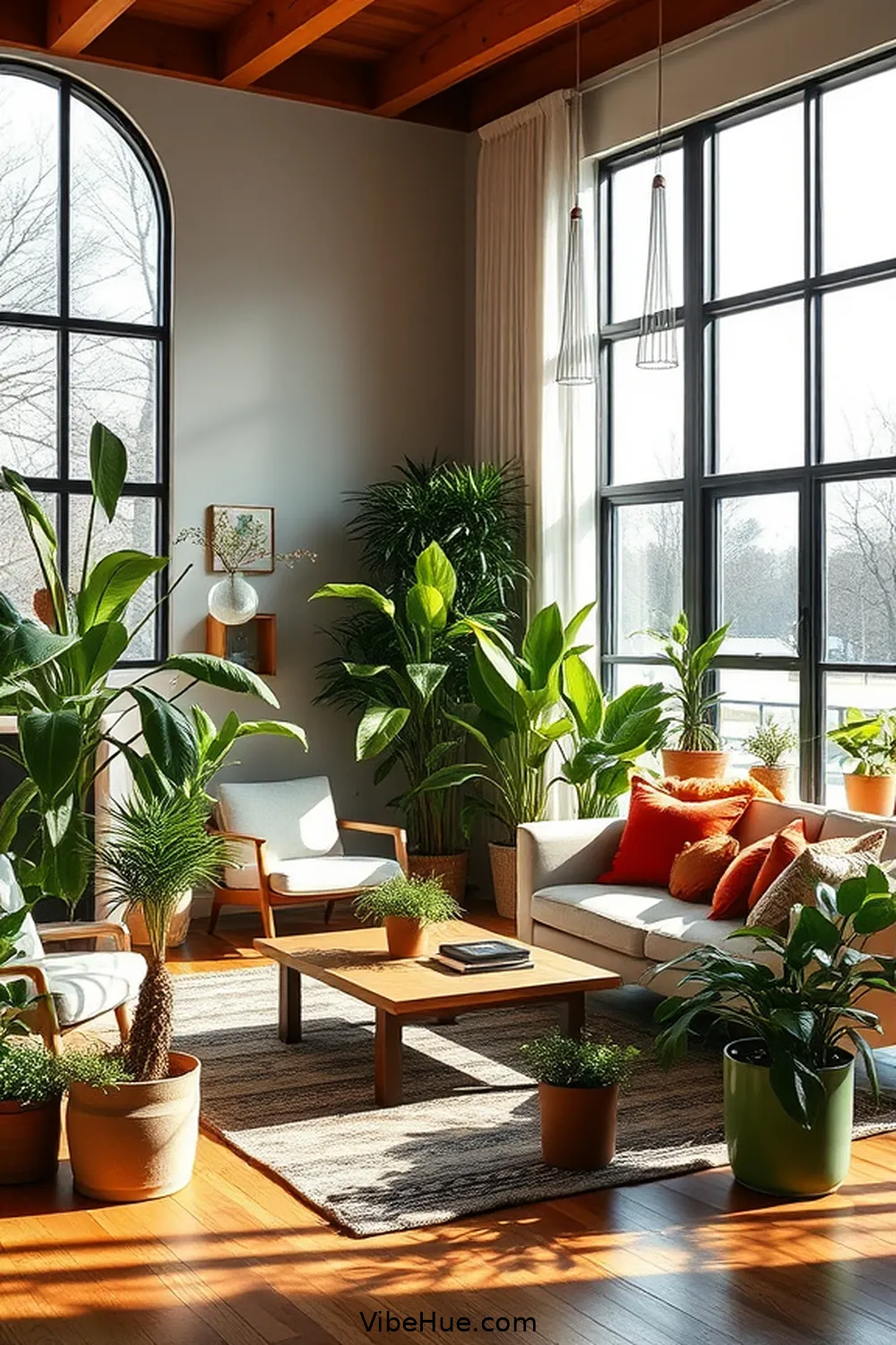19 Ways to Style Your Living Room in Spring Mid-Century Modern Design 14 13. Accessorize With Plants for 19 Ways to Style Your Living Room in Spring Mid-Century Modern Design