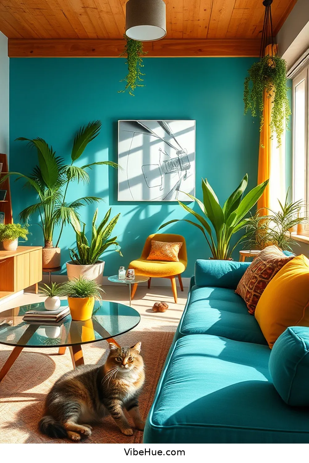 19 Ways to Style Your Living Room in Spring Mid-Century Modern Design 2 Incorporate Bold Color Palettes for 19 Ways to Style Your Living Room in Spring Mid-Century Modern Design