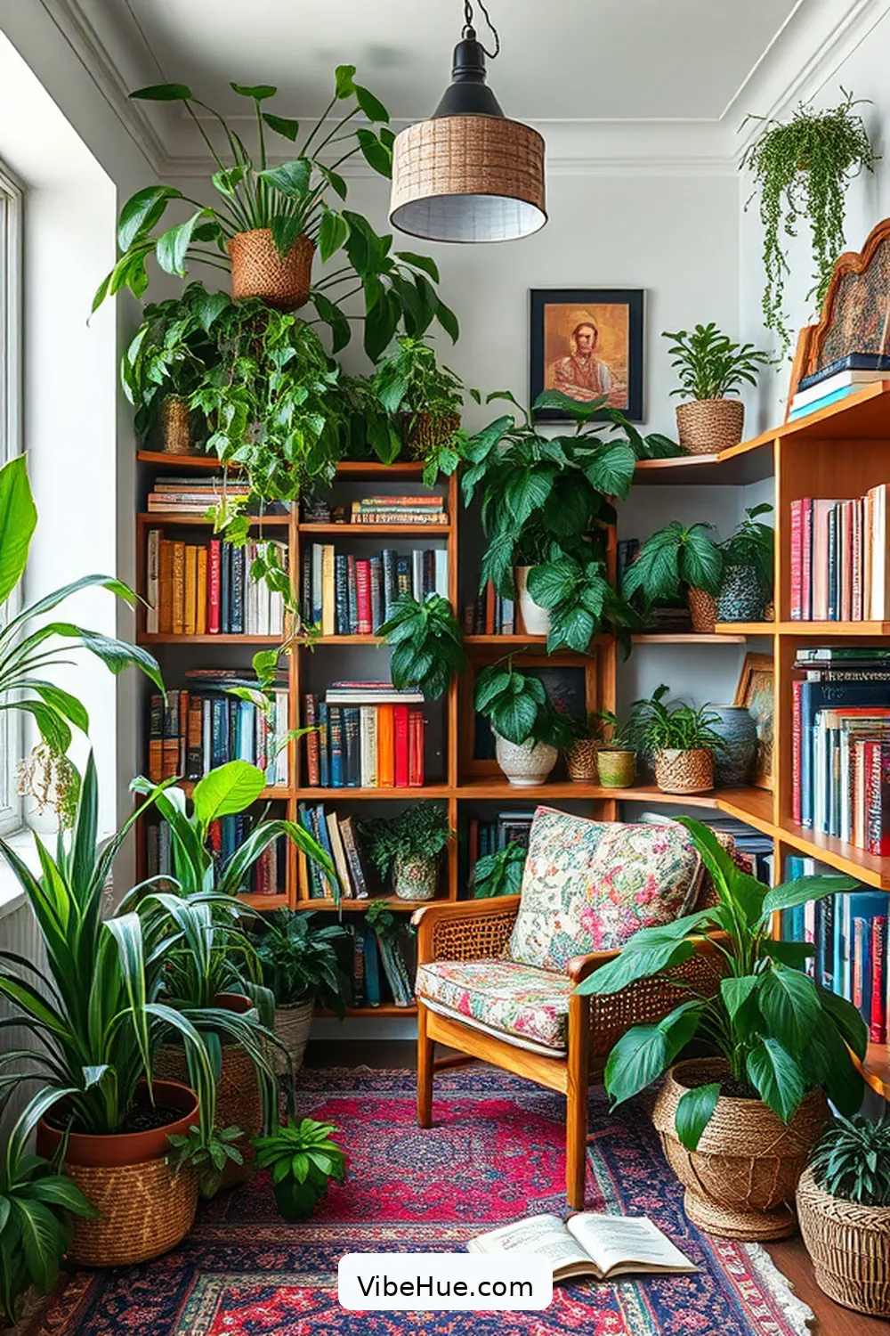 20 Bohemian Style Design Ideas for Your Spring Library 5 Add Plants for a Touch of Nature for 20 Bohemian Style Design Ideas for Your Spring Library