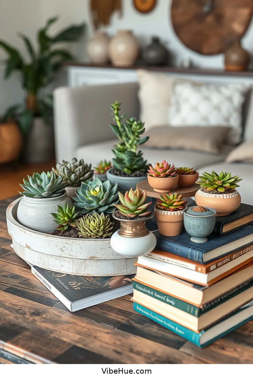 20 Bohemian Style Design Ideas for Your Spring Library 16 Design a Rustic Coffee Table Display for 20 Bohemian Style Design Ideas for Your Spring Library