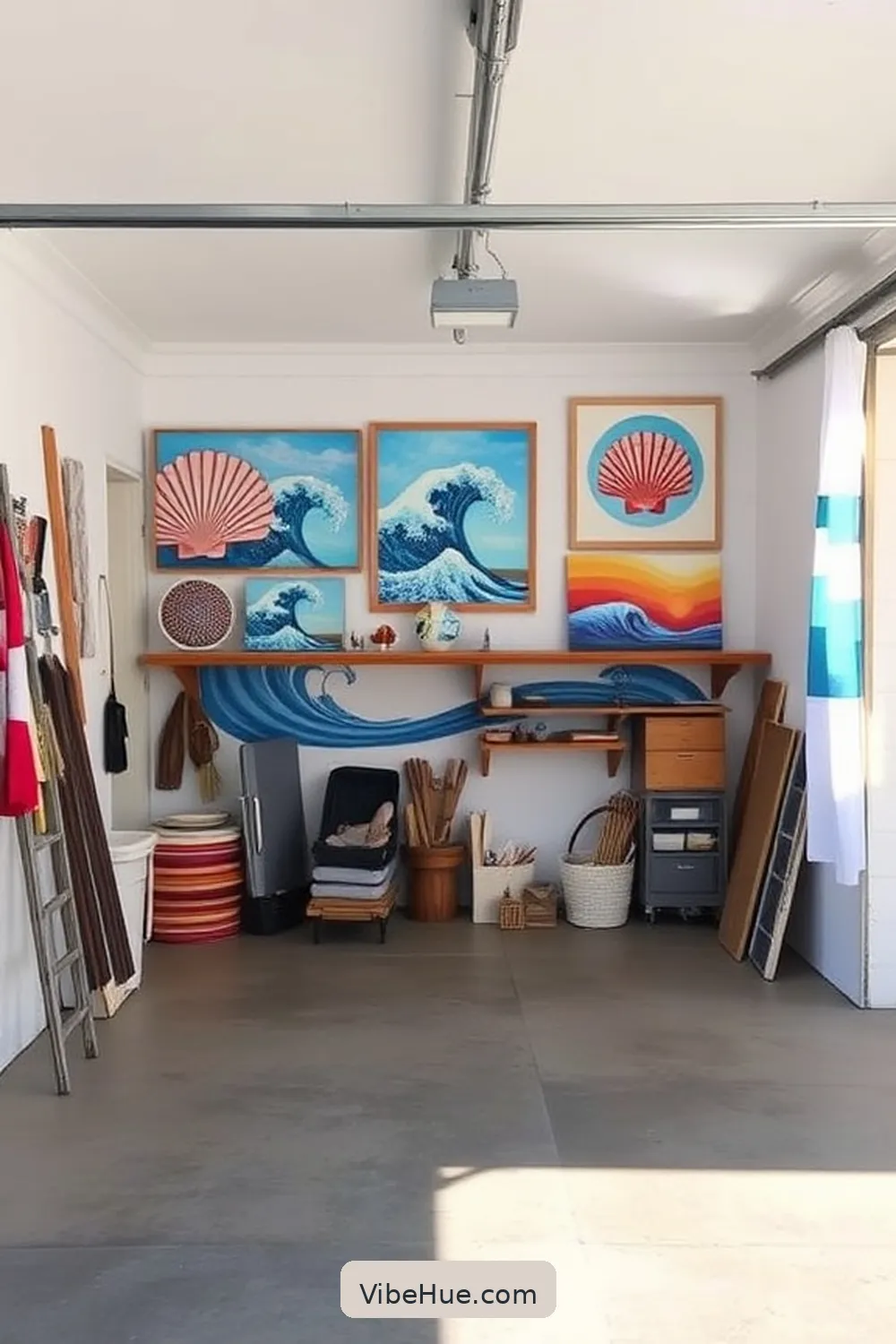 Add Coastal-Themed Artwork for 20 Coastal Style Ideas to Refresh Your Spring Garage