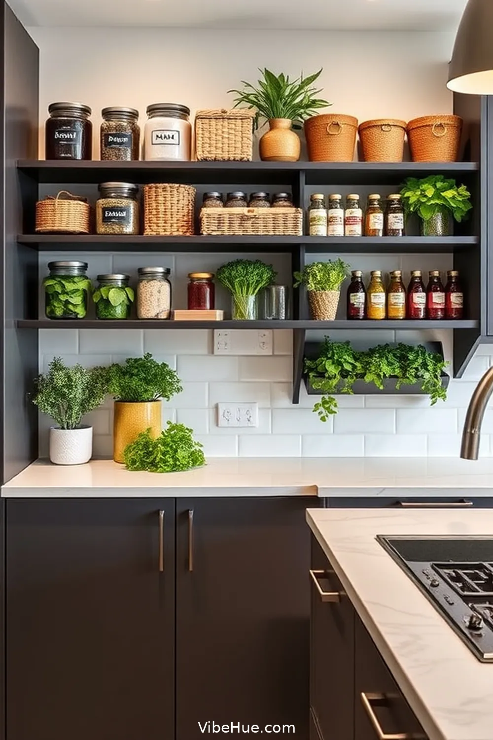 20 Contemporary Style Ideas for a Holiday Kitchen 17 Use Decorative Storage Solutions for 20 Contemporary Style Ideas for a Holiday Kitchen