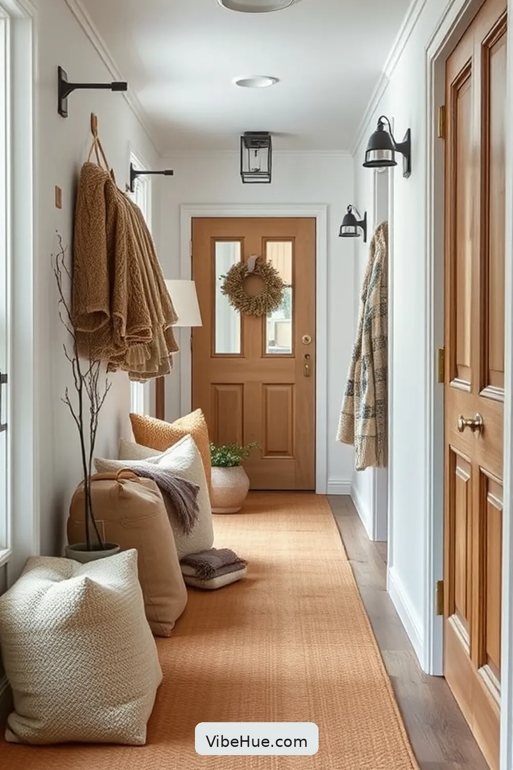 20 Cozy Ideas for a Winter Hallway in Modern Farmhouse Style 19 Choose Warm Fabrics for Cushions for 20 Cozy Ideas for a Winter Hallway in Modern Farmhouse Style