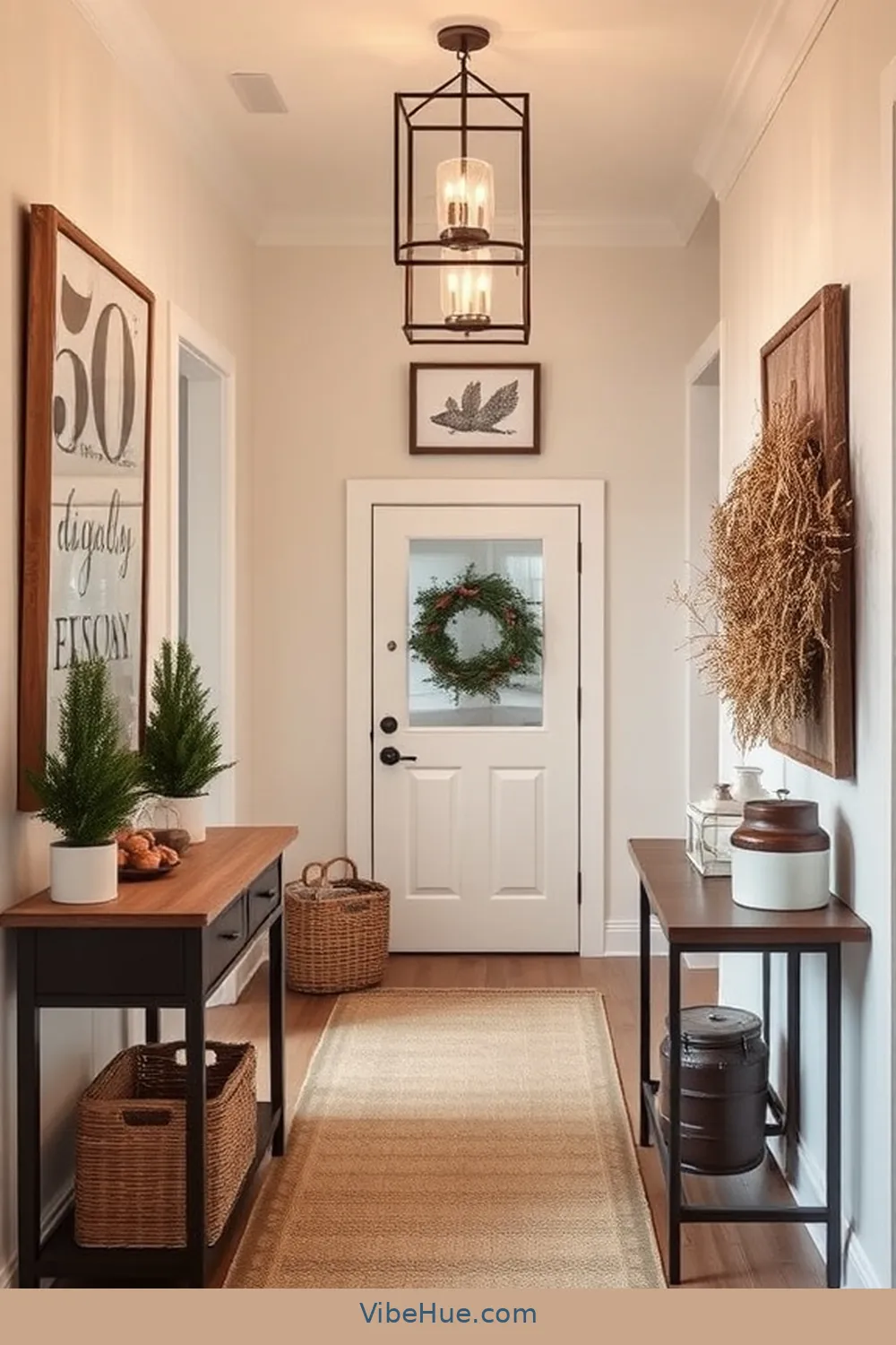 20 Cozy Ideas for a Winter Hallway in Modern Farmhouse Style 11 Display Seasonal Artwork for 20 Cozy Ideas for a Winter Hallway in Modern Farmhouse Style