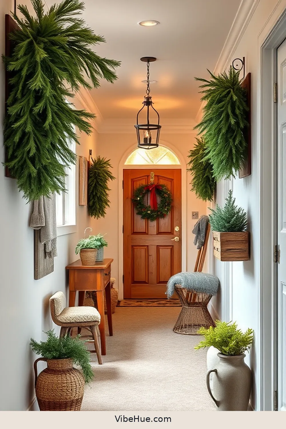 20 Cozy Ideas for a Winter Hallway in Modern Farmhouse Style 10 Hang Cozy Wreaths for 20 Cozy Ideas for a Winter Hallway in Modern Farmhouse Style