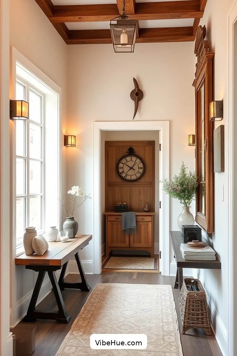 20 Cozy Ideas for a Winter Hallway in Modern Farmhouse Style 12 Incorporate a Statement Mirror for 20 Cozy Ideas for a Winter Hallway in Modern Farmhouse Style
