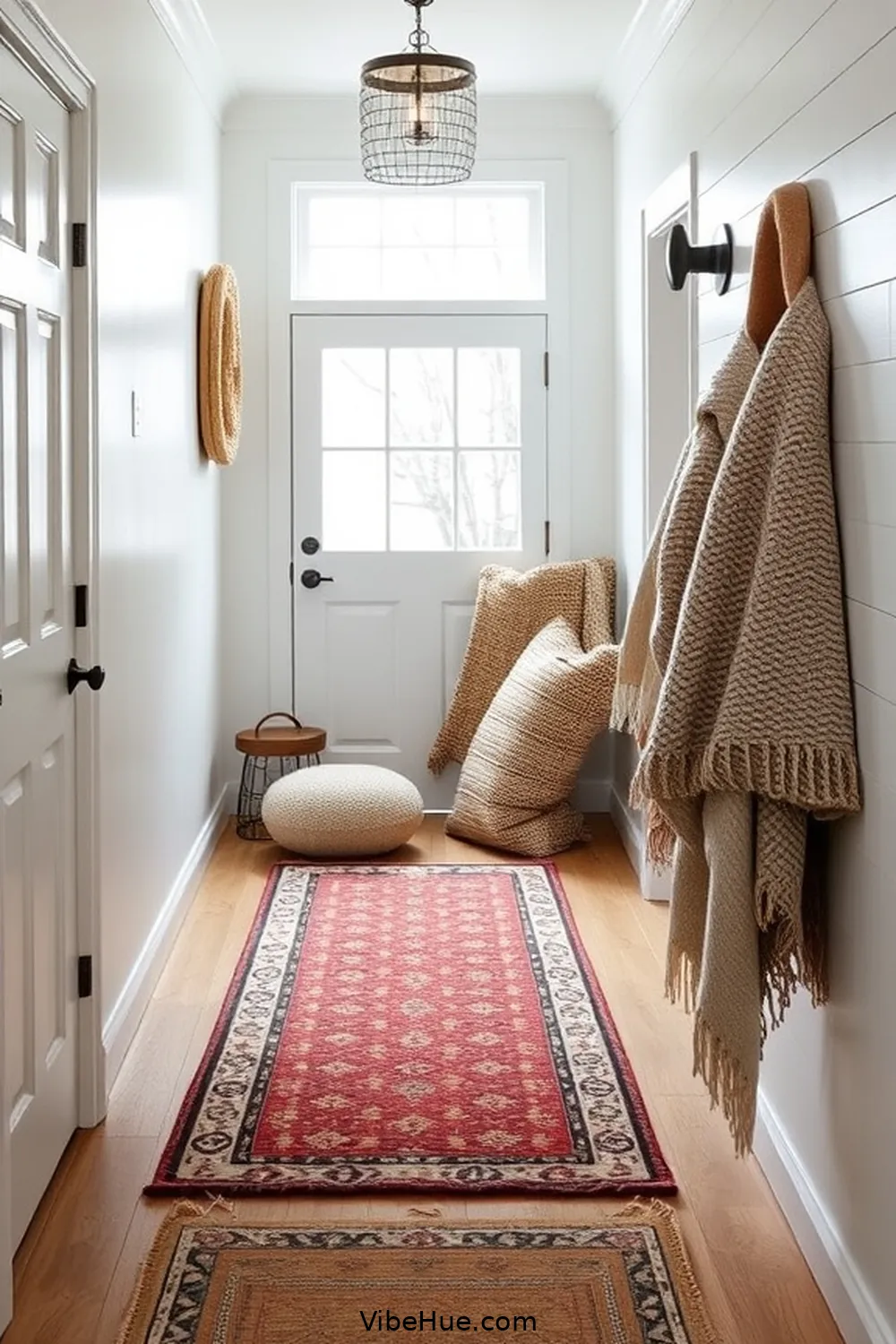20 Cozy Ideas for a Winter Hallway in Modern Farmhouse Style 14 Layer Different Textiles for 20 Cozy Ideas for a Winter Hallway in Modern Farmhouse Style