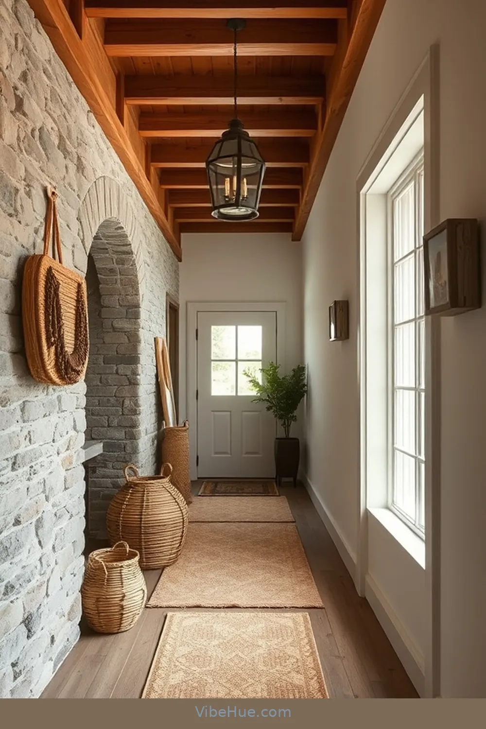 20 Cozy Ideas for a Winter Hallway in Modern Farmhouse Style 18 Make Use of Natural Materials for 20 Cozy Ideas for a Winter Hallway in Modern Farmhouse Style
