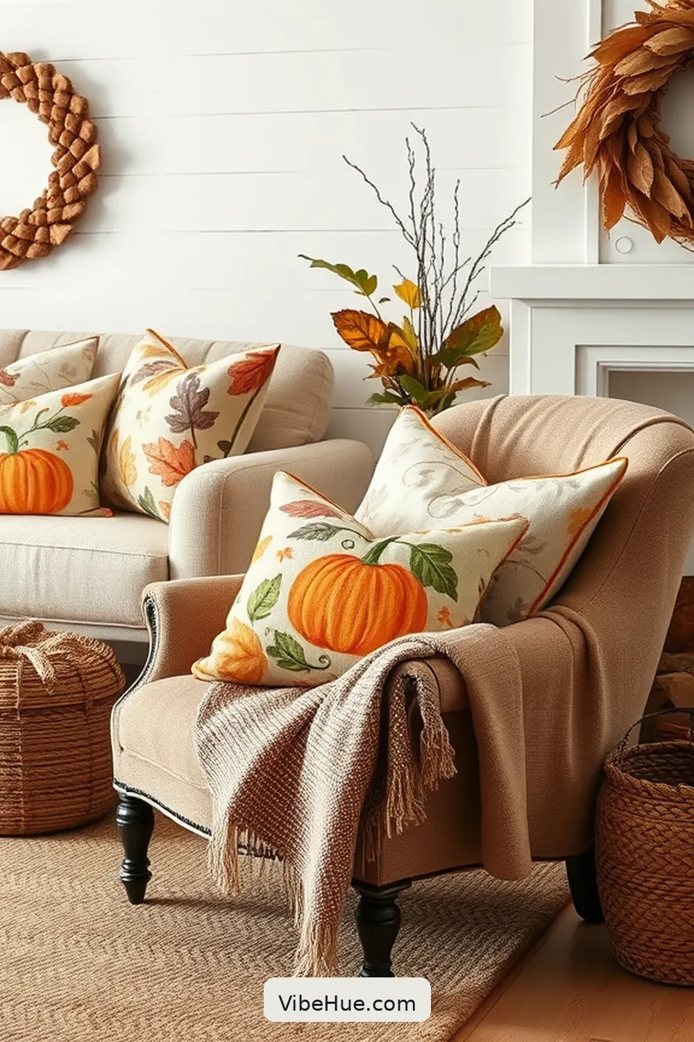 20 Cozy Ways to Style a Rustic Fall Living Room 14 Add Cozy Pillows With Fall Themes for 20 Cozy Ways to Style a Rustic Fall Living Room
