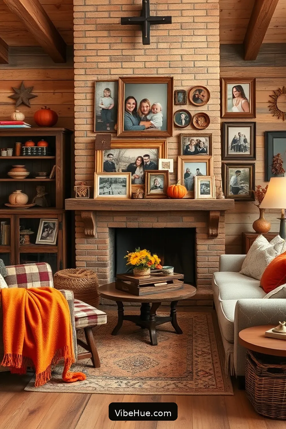 20 Cozy Ways to Style a Rustic Fall Living Room 16 Display Family Photos in Rustic Frames for 20 Cozy Ways to Style a Rustic Fall Living Room