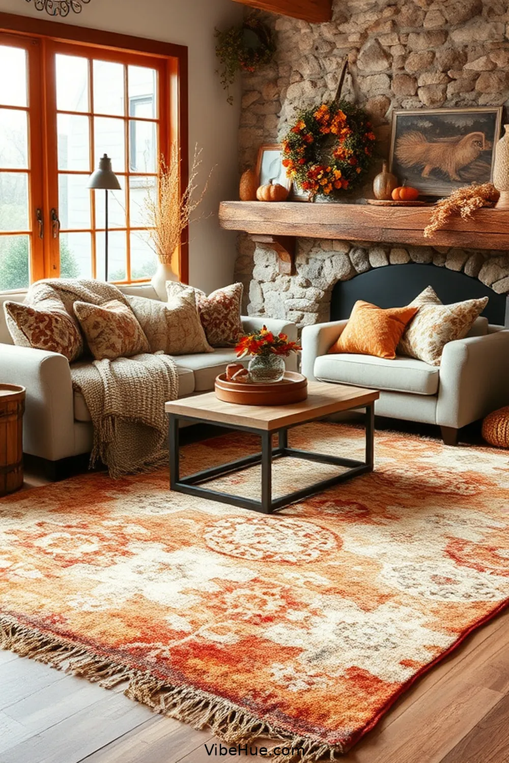 20 Cozy Ways to Style a Rustic Fall Living Room 6 Layer Area Rugs for Comfort for 20 Cozy Ways to Style a Rustic Fall Living Room