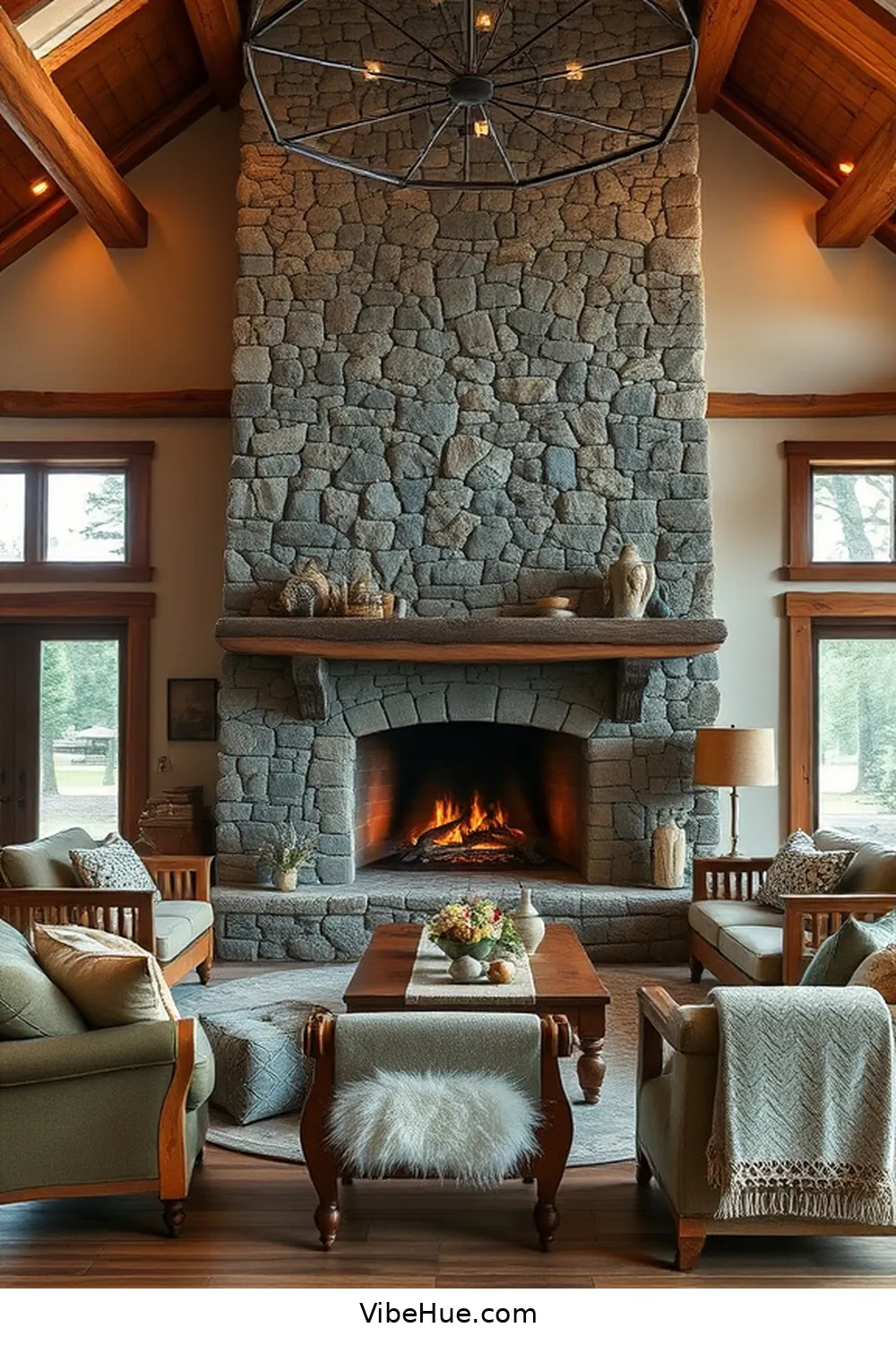 20 Essential Elements for Rustic Style in a Year-Round Living Room 11 Create a Focal Point With a Fireplace for 20 Essential Elements for Rustic Style in a Year-Round Living Room