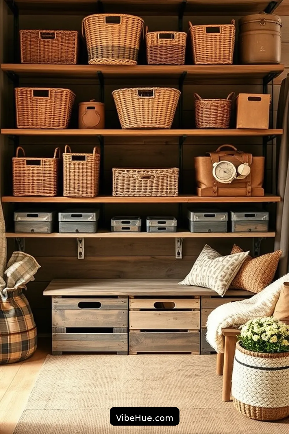 20 Essential Elements for Rustic Style in a Year-Round Living Room 17 Introduce Functional Storage Solutions for 20 Essential Elements for Rustic Style in a Year-Round Living Room