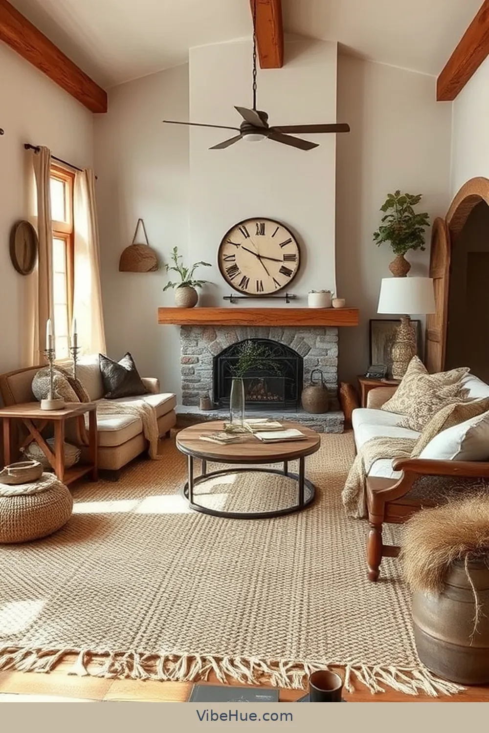 20 Essential Elements for Rustic Style in a Year-Round Living Room 16 Use Natural Area Rugs for 20 Essential Elements for Rustic Style in a Year-Round Living Room