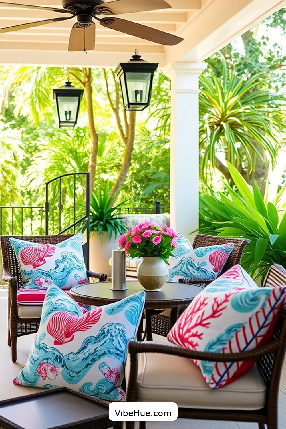 Coastal-Themed Pillows for 20 Essential Elements for a Coastal Style Spring Outdoor Patio