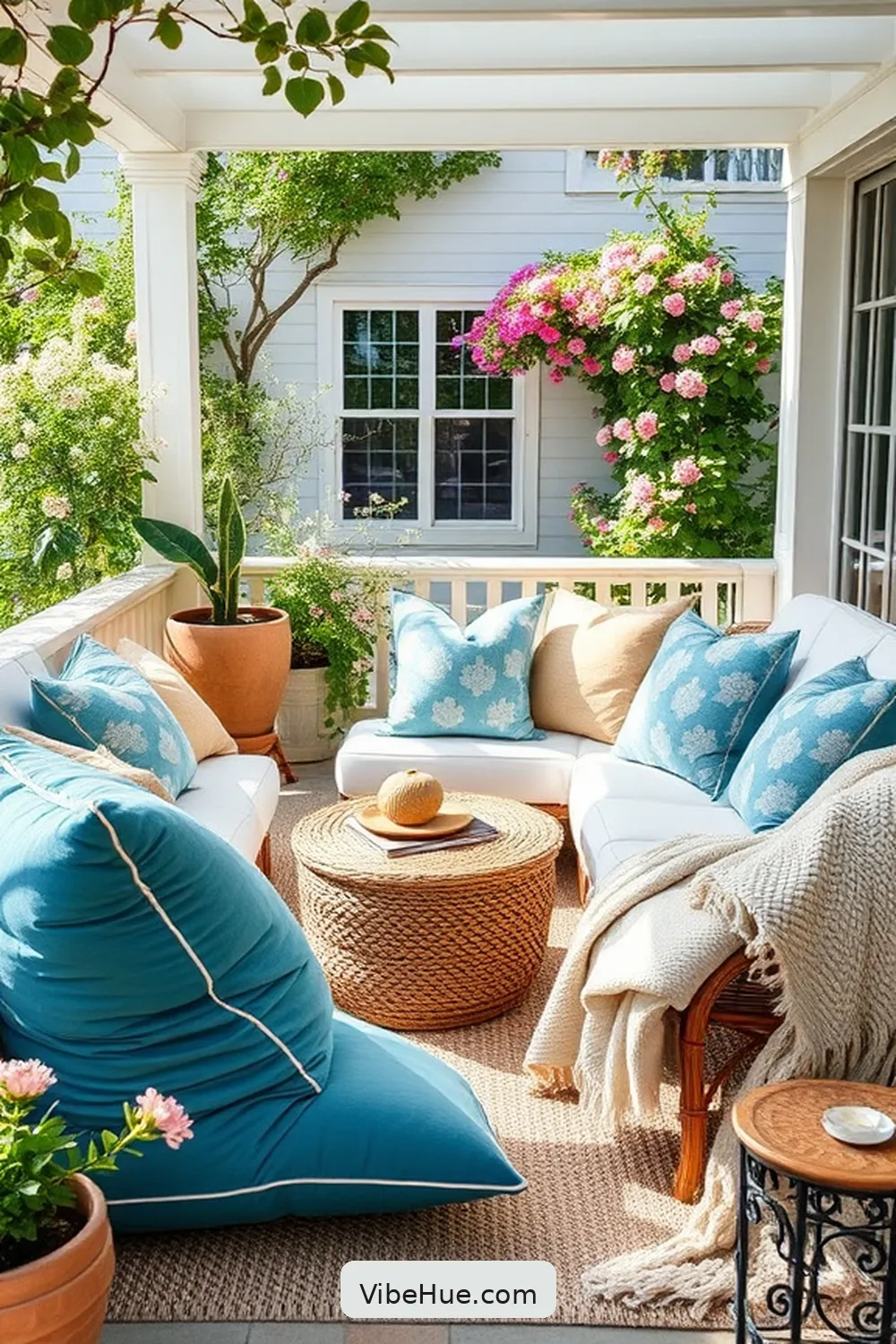 Comfortable Cushions and Throws for 20 Essential Elements for a Coastal Style Spring Outdoor Patio