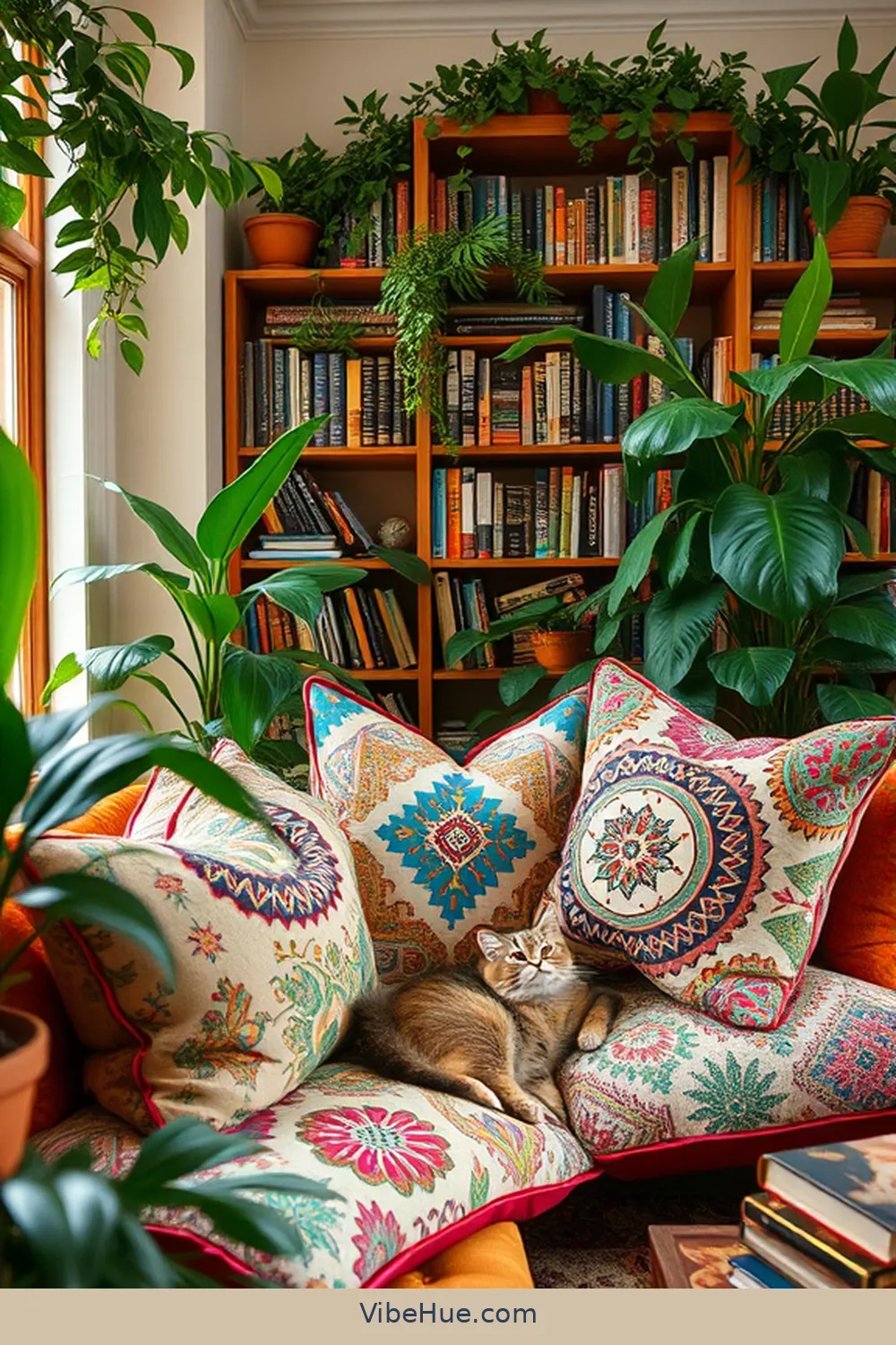 20 Essential Elements for a Year-Round Bohemian Style Library 13 Oversized Cushions for 20 Essential Elements for a Year-Round Bohemian Style Library