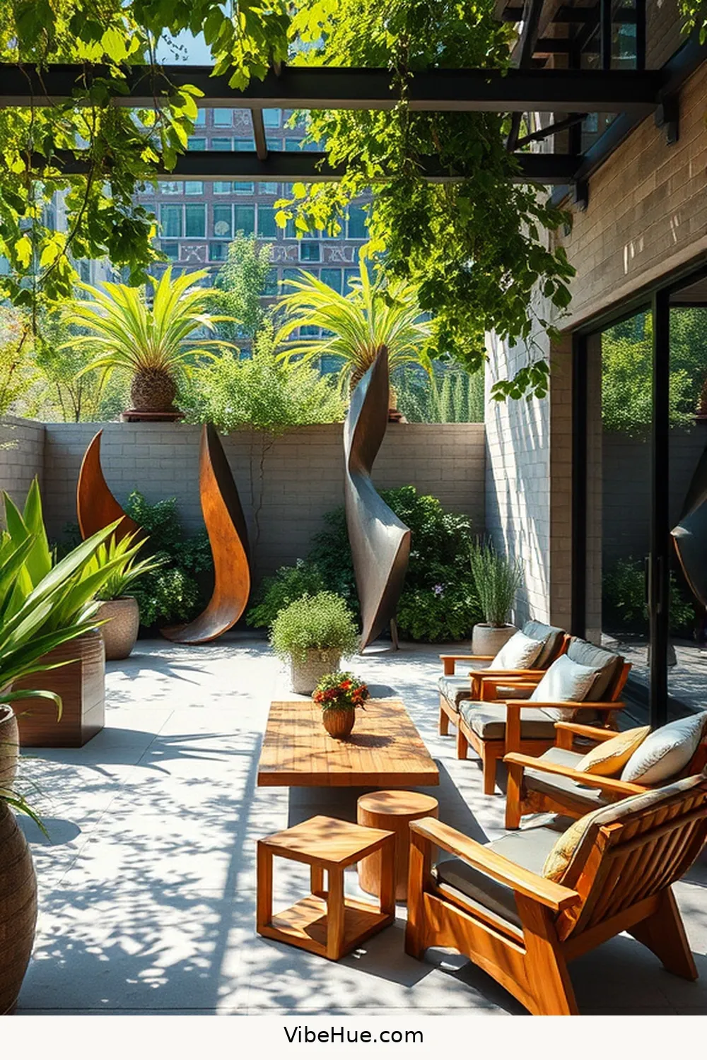 20 Industrial Style Ideas for Your Summer Outdoor Patio 21 Add a Touch of Art With Sculpture Pieces for 20 Industrial Style Ideas for Your Summer Outdoor Patio