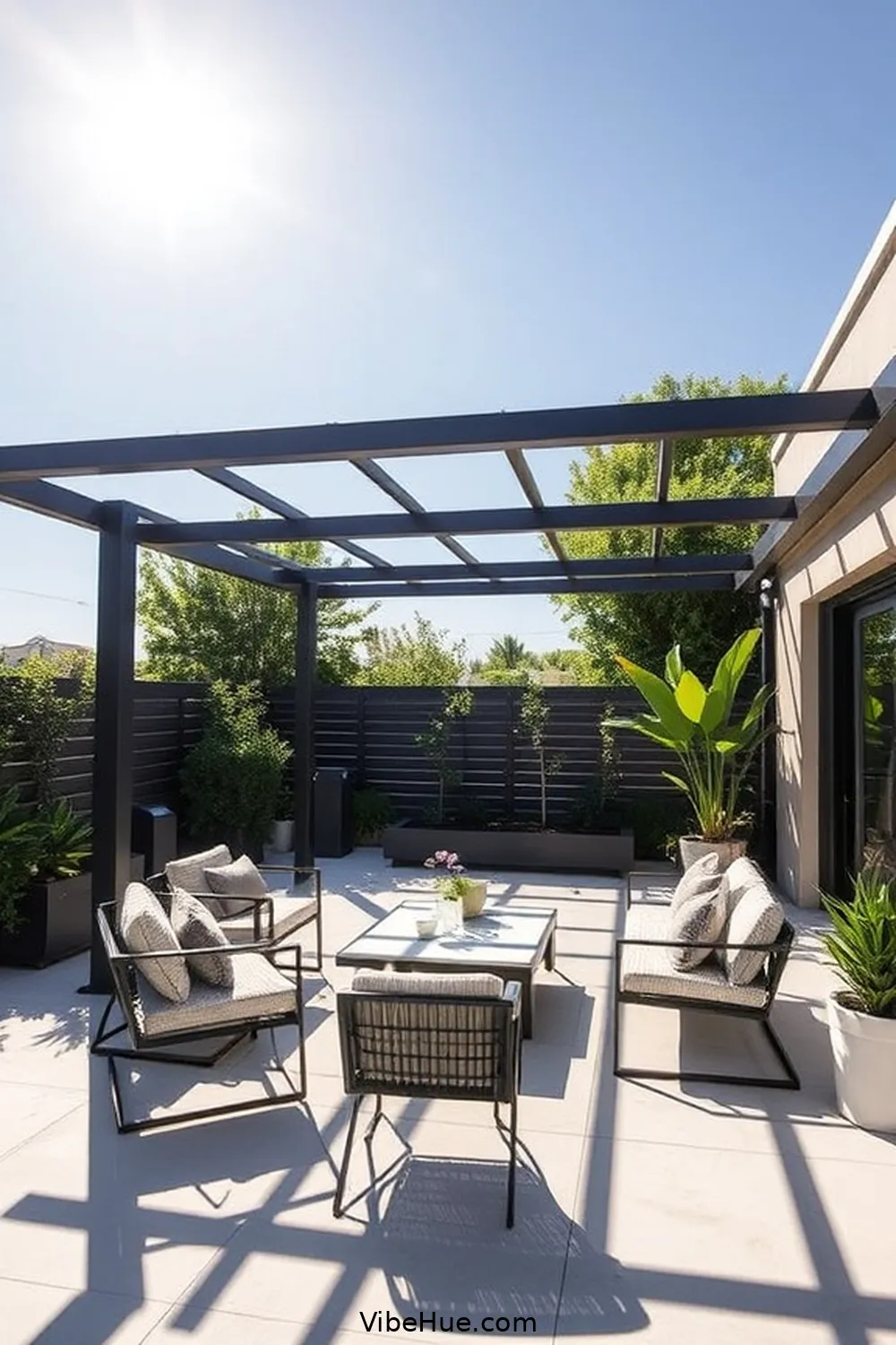 20 Industrial Style Ideas for Your Summer Outdoor Patio 12 Install a Pergola With Steel Framework for 20 Industrial Style Ideas for Your Summer Outdoor Patio