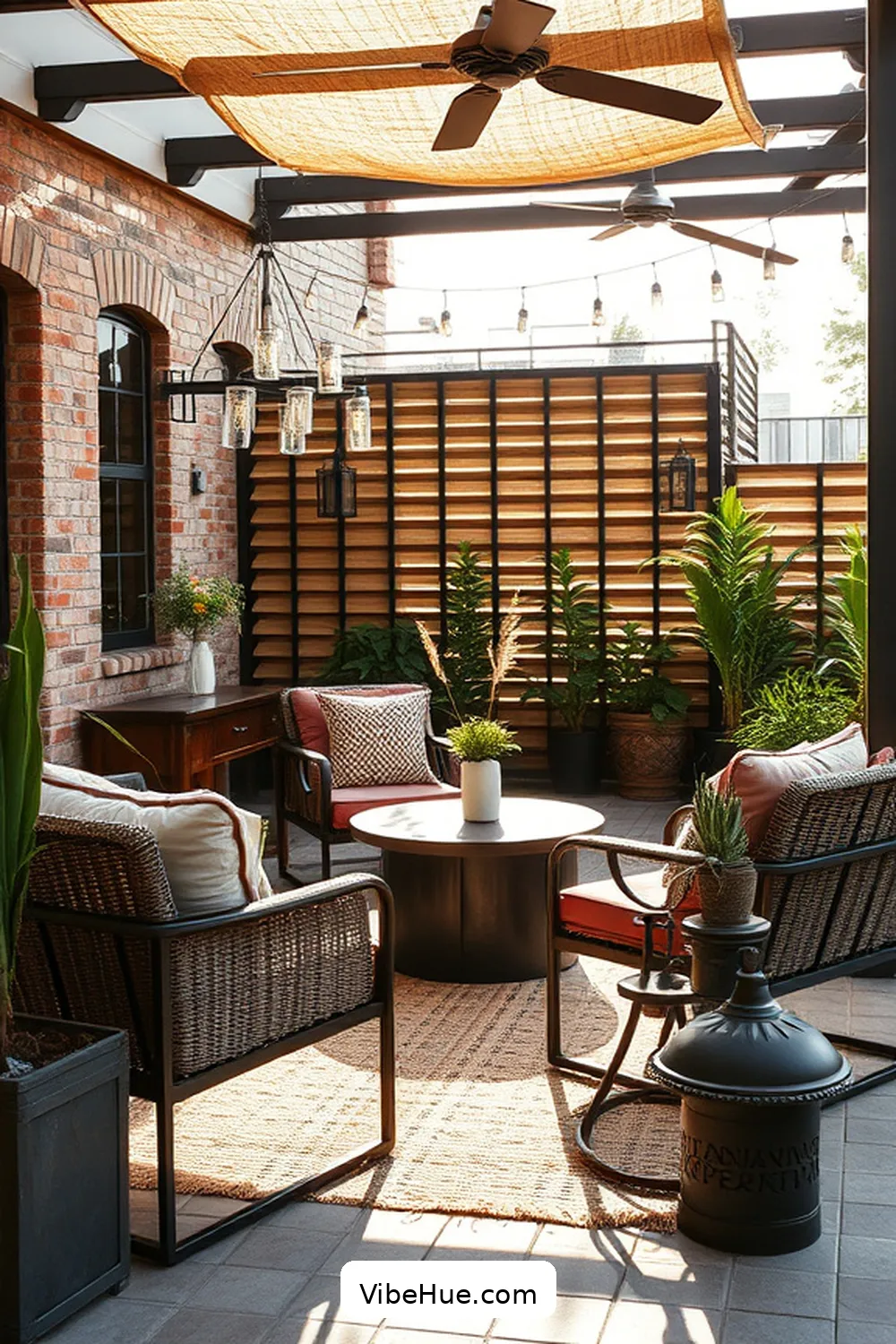20 Industrial Style Ideas for Your Summer Outdoor Patio 8 Mix Textures With Woven Fabrics for 20 Industrial Style Ideas for Your Summer Outdoor Patio