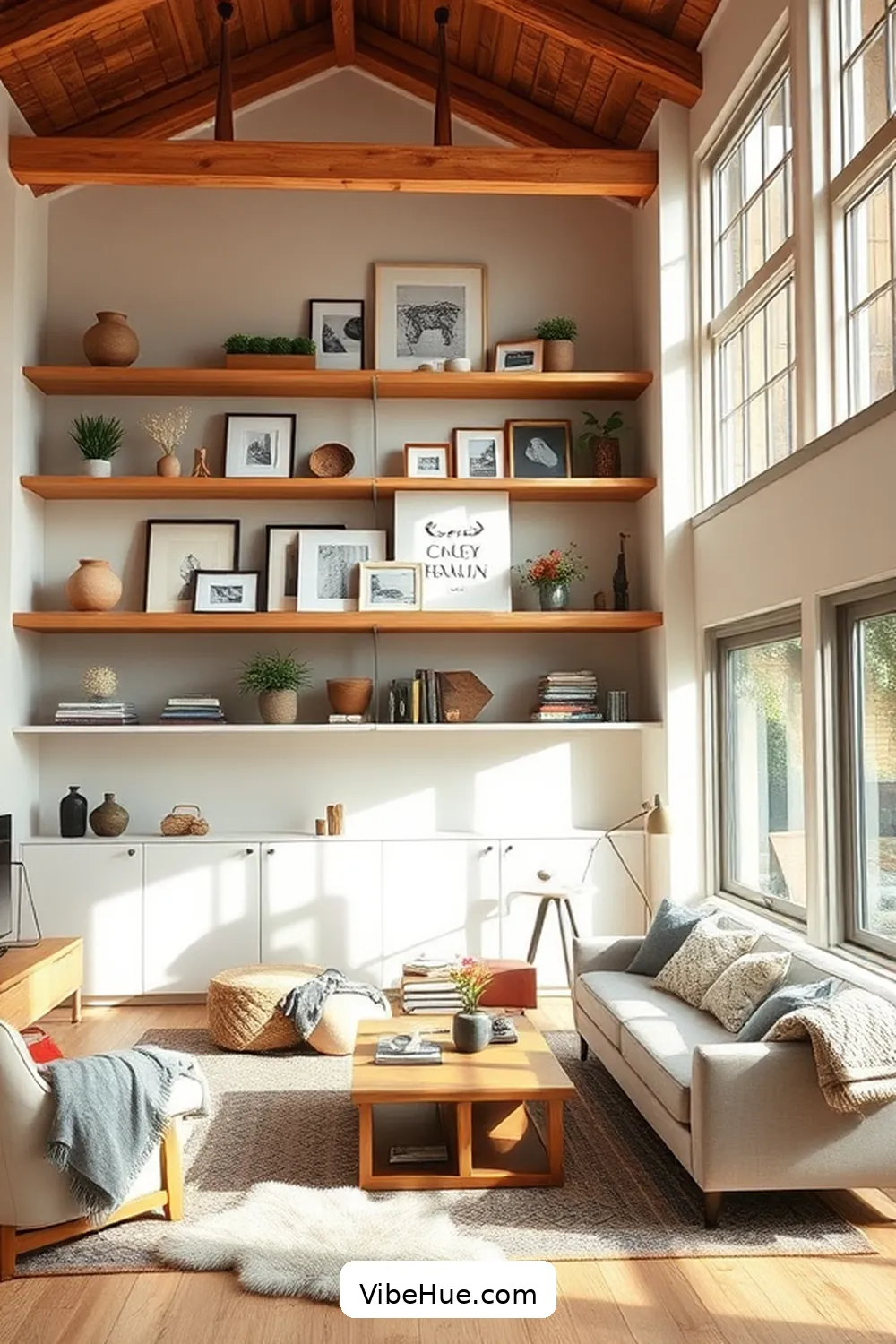 20 Key Elements for Year-Round Modern Farmhouse Living Room Style 12 Open Shelving for 20 Key Elements for Year-Round Modern Farmhouse Living Room Style