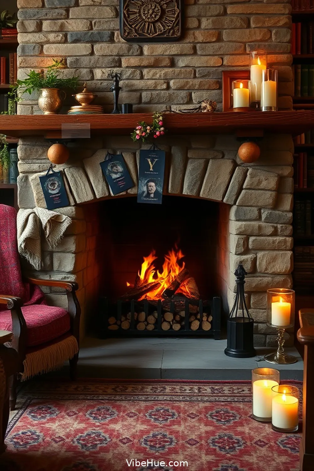 20 Rustic Decor Ideas for a Holiday Library Space 14 Add a Fireplace or Faux Fire Experience for 20 Rustic Decor Ideas for a Holiday Library Space