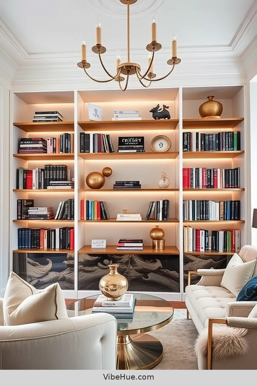 20 Tips for a Holiday Library in Modern Glam Style 14 Add Chic Shelving Solutions for 20 Tips for a Holiday Library in Modern Glam Style