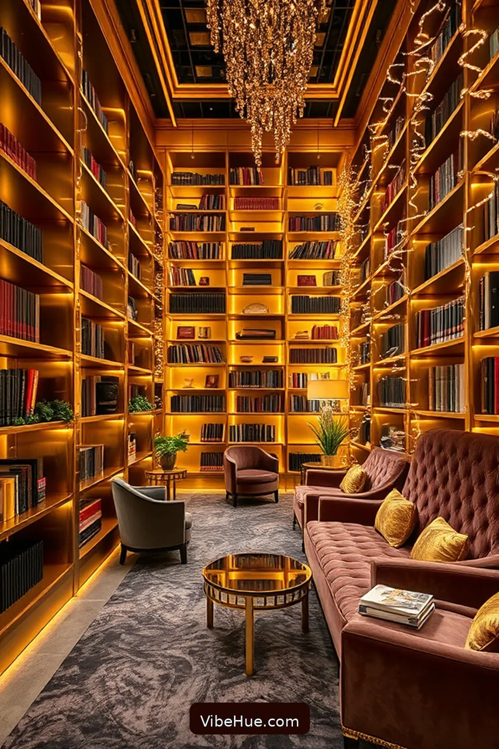 20 Tips for a Holiday Library in Modern Glam Style 6 Add Metallic Accents for 20 Tips for a Holiday Library in Modern Glam Style