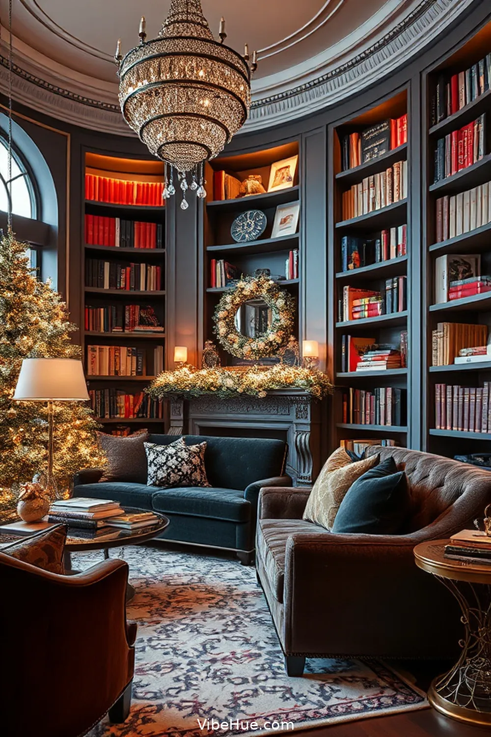 20 Tips for a Holiday Library in Modern Glam Style 8 Incorporate Glamorous Ornaments for 20 Tips for a Holiday Library in Modern Glam Style
