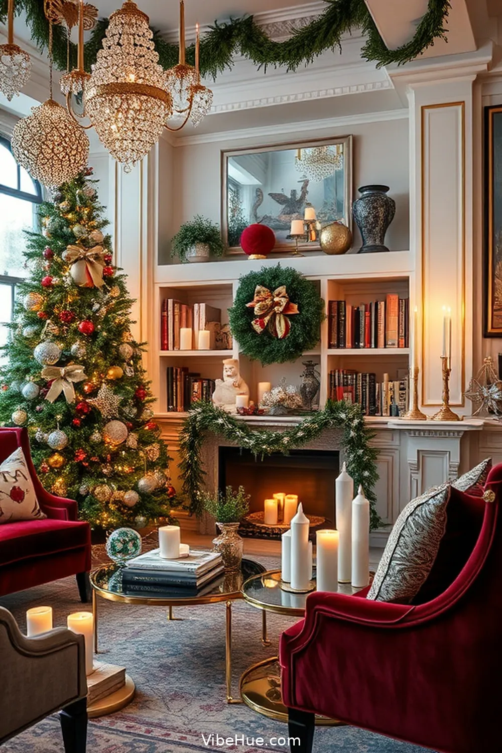 20 Tips for a Holiday Library in Modern Glam Style 21 Make Use of Festive Accessories for 20 Tips for a Holiday Library in Modern Glam Style