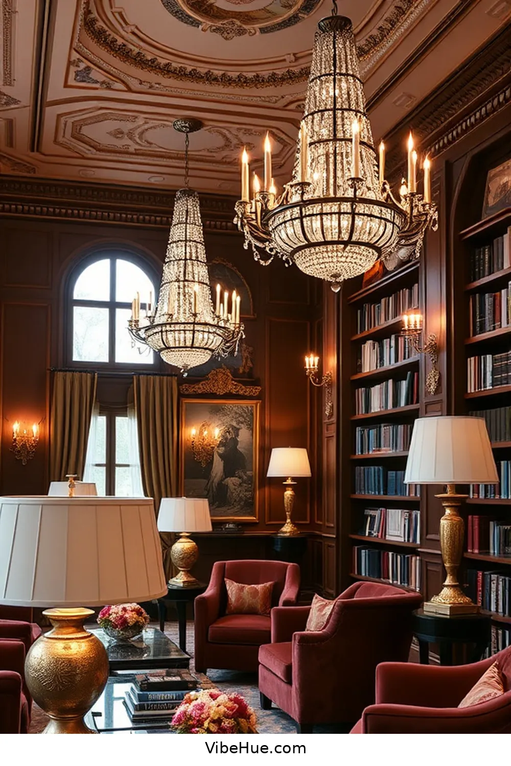 20 Tips for a Holiday Library in Modern Glam Style 4 Opt for Statement Lighting for 20 Tips for a Holiday Library in Modern Glam Style