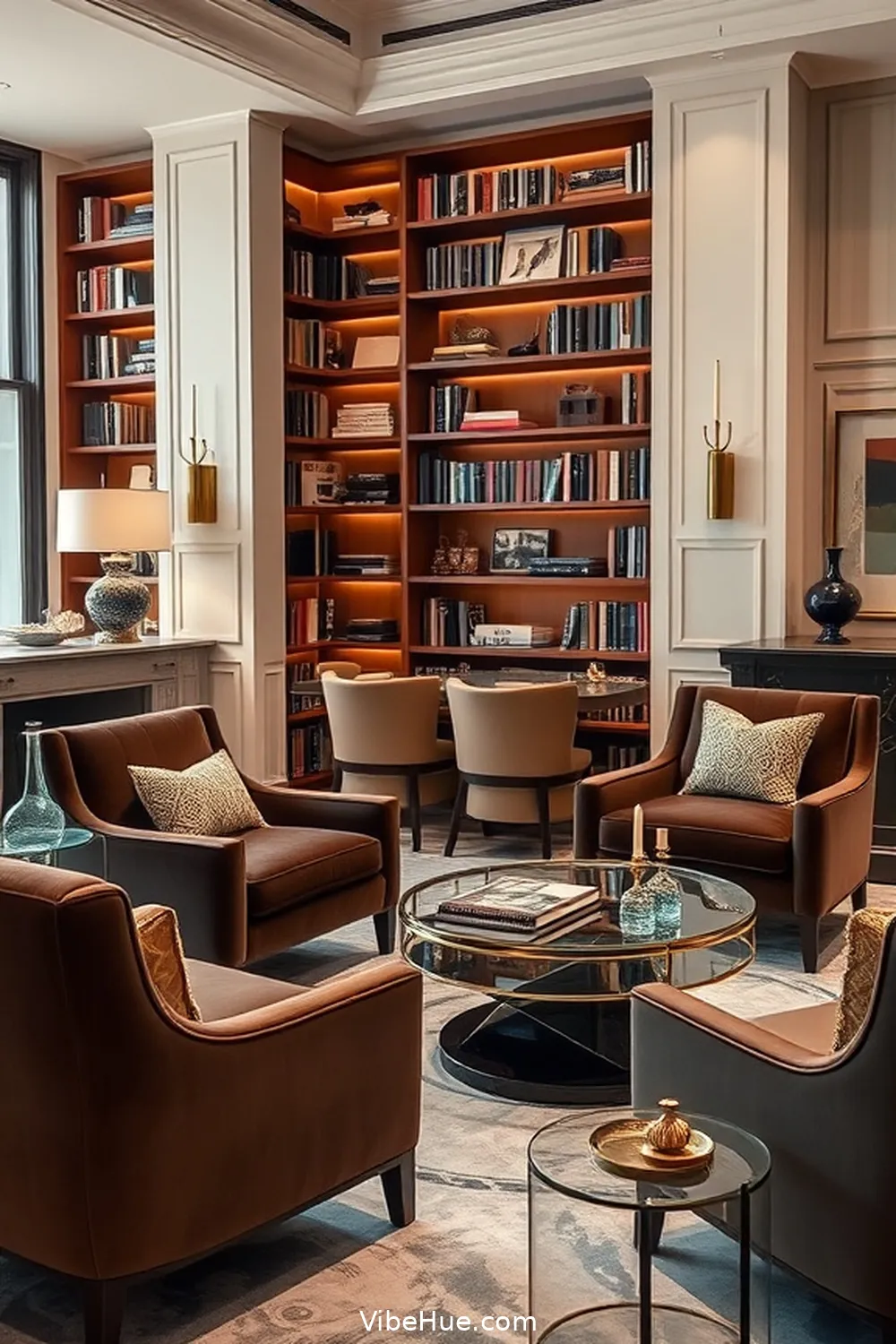 20 Tips for a Holiday Library in Modern Glam Style 15 Use Stylish Furniture for 20 Tips for a Holiday Library in Modern Glam Style