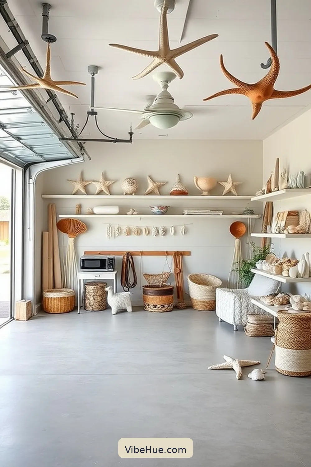 20 Ways to Create Coastal Style in Your Summer Garage 6 Add Seashell and Starfish Decor for 20 Ways to Create Coastal Style in Your Summer Garage