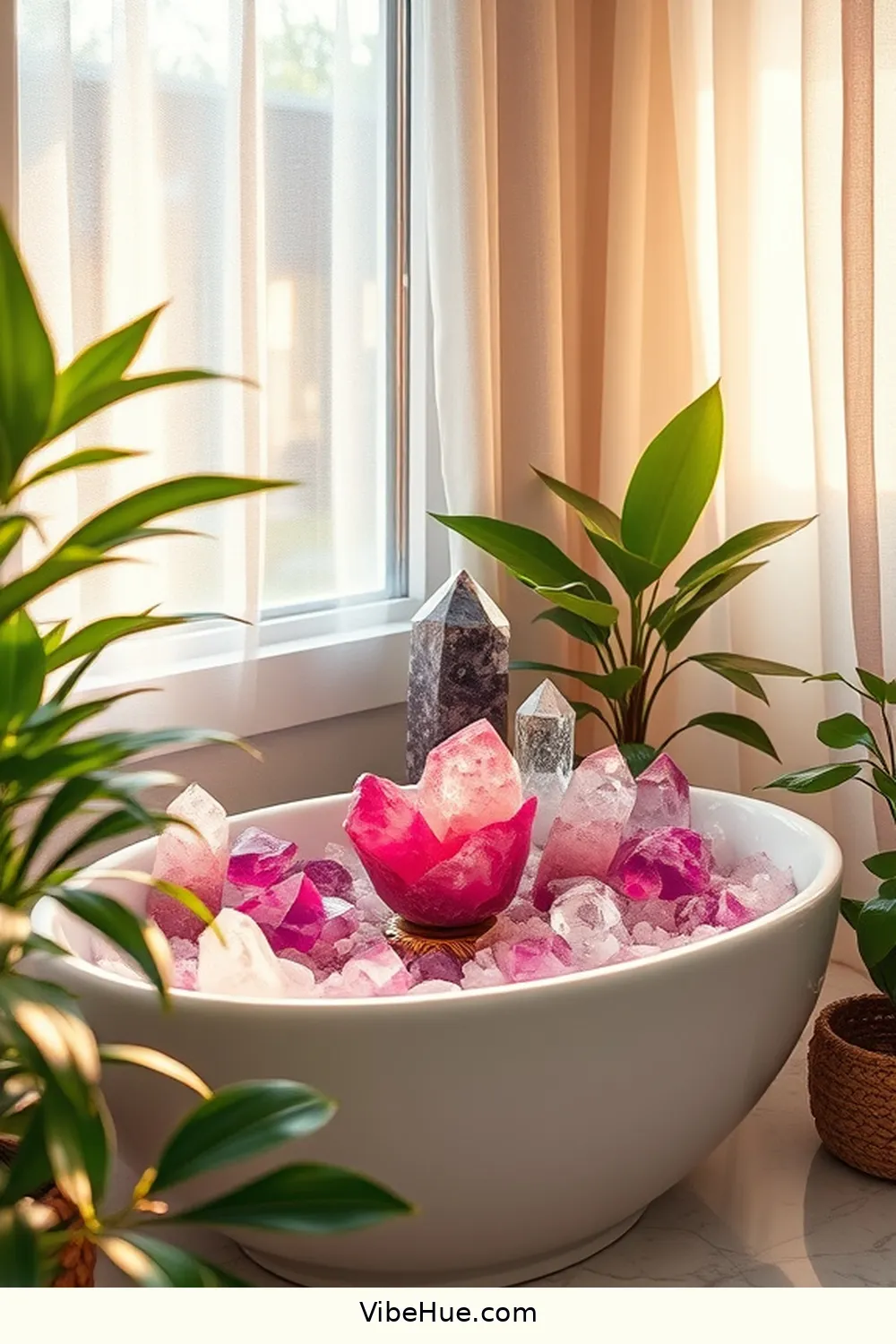 Create a Zen Corner With Crystals for 20 Ways to Create a Bohemian Style Summer Bathroom