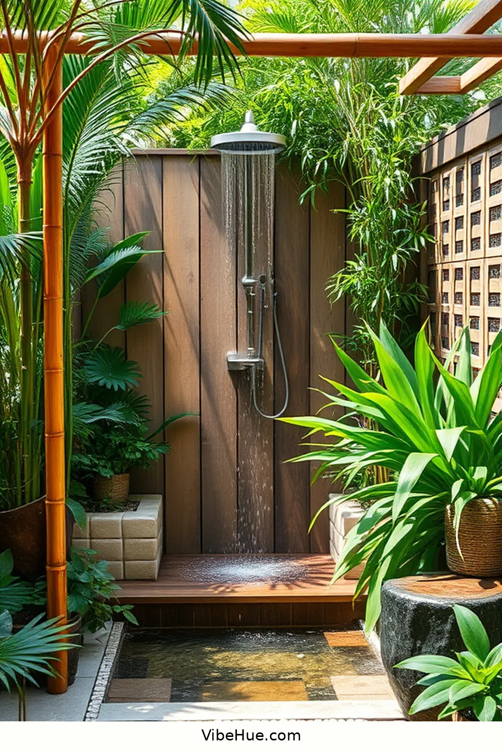 Create an Outdoor Shower Space for 20 Ways to Create a Bohemian Style Summer Bathroom