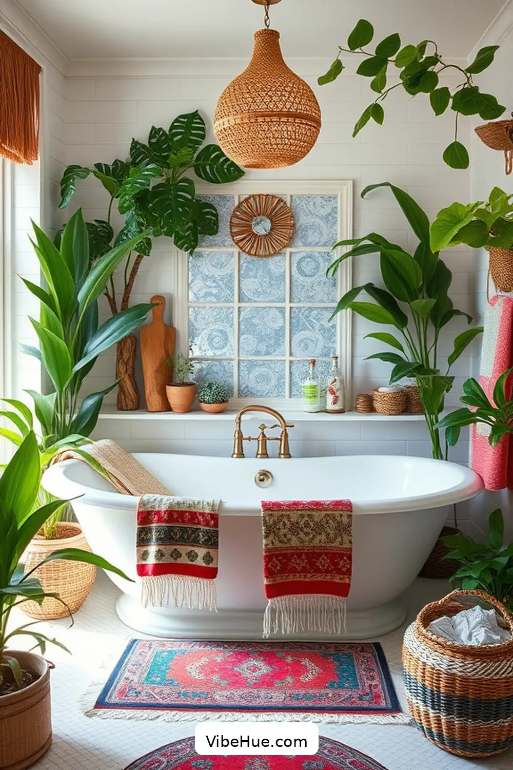 Opt for Freestanding Bathtubs for 20 Ways to Create a Bohemian Style Summer Bathroom