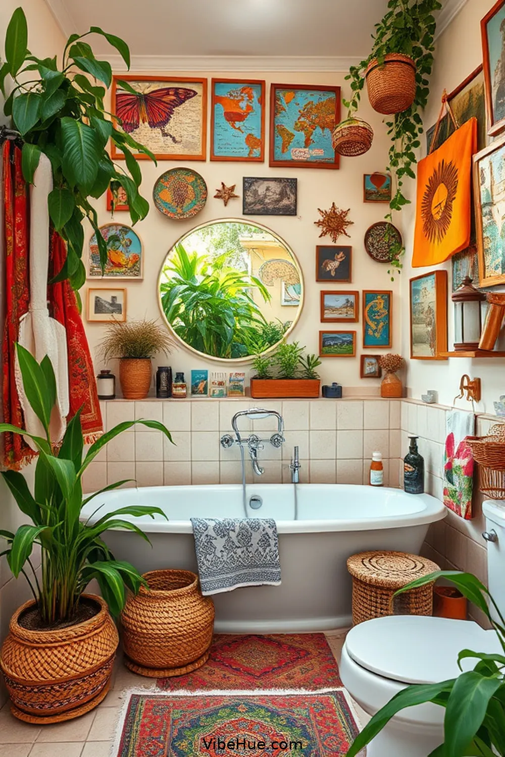 Personalize With Travel Souvenirs and Art for 20 Ways to Create a Bohemian Style Summer Bathroom