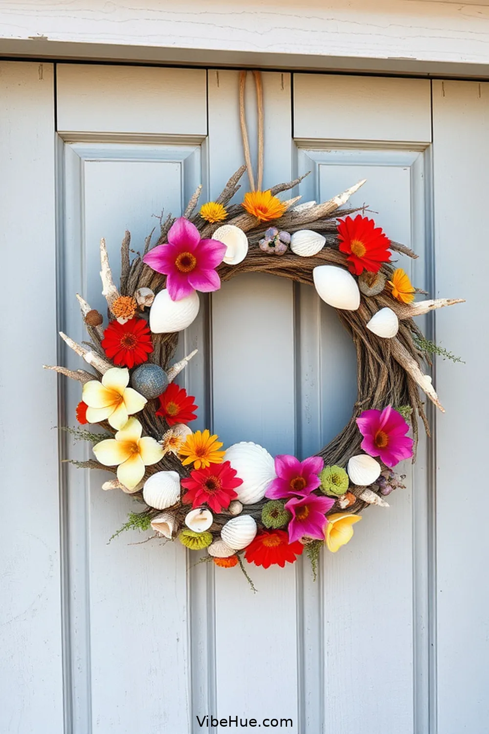 20 Ways to Create a Coastal Style Holiday Garage 6 Create a Coastal-Themed Wreath for 20 Ways to Create a Coastal Style Holiday Garage