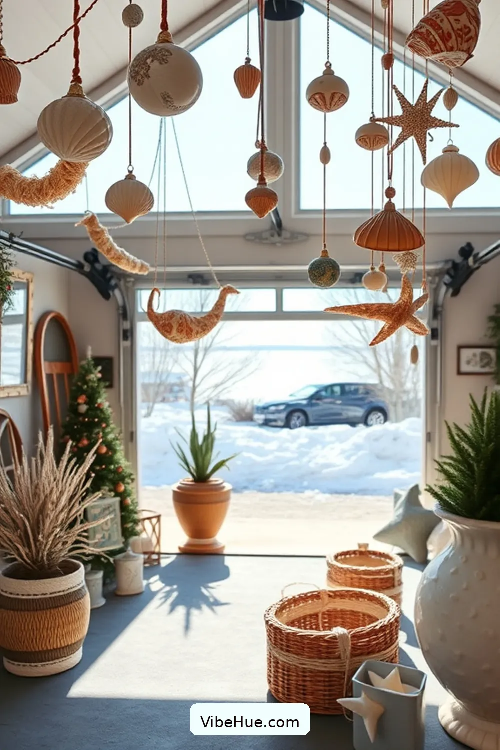 20 Ways to Create a Coastal Style Holiday Garage 4 Hang Seashell Ornaments for 20 Ways to Create a Coastal Style Holiday Garage